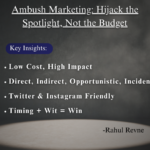 Ambush Marketing cover image with four key points highlighting strategy types, platforms, and benefits